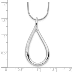 White Ice Sterling Silver Rhodium-plated 18 Inch Diamond Open Teardrop Necklace with 2 Inch Extender - 2