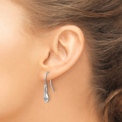 White Ice Sterling Silver Rhodium-plated Diamond Shepherd Hook Dangle Earrings - 4