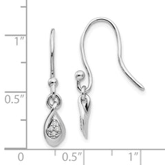 White Ice Sterling Silver Rhodium-plated Diamond Shepherd Hook Dangle Earrings - 4