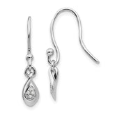 White Ice Sterling Silver Rhodium-plated Diamond Shepherd Hook Dangle Earrings - 4