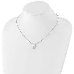 White Ice Sterling Silver Rhodium-plated Satin and Polished 18 Inch Diamond Necklace with 2 Inch Extender - 3