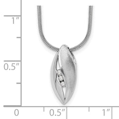 White Ice Sterling Silver Rhodium-plated Satin and Polished 18 Inch Diamond Necklace with 2 Inch Extender - 3