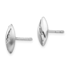 White Ice Sterling Silver Rhodium-plated Satin and Polished Diamond Post Earrings - 2