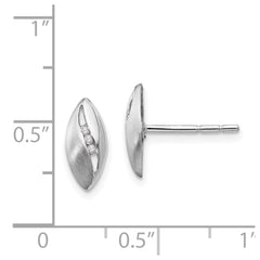 White Ice Sterling Silver Rhodium-plated Satin and Polished Diamond Post Earrings - 2