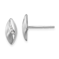 White Ice Sterling Silver Rhodium-plated Satin and Polished Diamond Post Earrings - 2