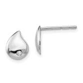 White Ice Sterling Silver Rhodium-plated Diamond Teardrop Post Earrings