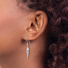 White Ice Sterling Silver Rhodium-plated Diamond Shepherd Hook Dangle Earrings - 5