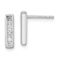 White Ice Sterling Silver Rhodium-plated Diamond Vertical Post Earrings