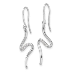 White Ice Sterling Silver Rhodium-plated Diamond Shepherd Hook Dangle Earrings - 7