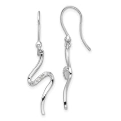 White Ice Sterling Silver Rhodium-plated Diamond Shepherd Hook Dangle Earrings - 7