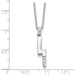 White Ice Sterling Silver Rhodium-plated 18 inch Diamond Lightning Bolt Necklace plus 2 inch Extender