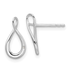 White Ice Sterling Silver Rhodium-plated Diamond Post Earrings - 4