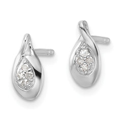 White Ice Sterling Silver Rhodium-plated Diamond Post Earrings - 5