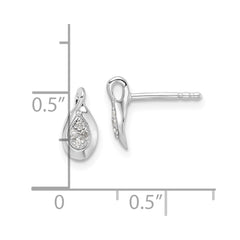 White Ice Sterling Silver Rhodium-plated Diamond Post Earrings - 5