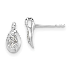 White Ice Sterling Silver Rhodium-plated Diamond Post Earrings - 5