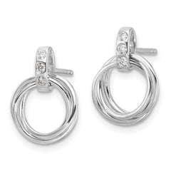 White Ice Sterling Silver Rhodium-plated Diamond Three Ring Post Earrings