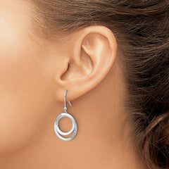 White Ice Sterling Silver Rhodium-plated Fancy Diamond Circle Shepherd Hook Dangle Earrings