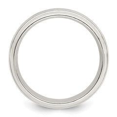 Sterling Silver 6mm Polished Domed with Grooved Beveled Edge Fancy Band Size 11.5
