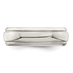 Sterling Silver 6mm Polished Domed with Grooved Beveled Edge Fancy Band Size 10.5
