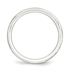 Sterling Silver 6mm Brushed Domed with Grooved Beveled Edge Fancy Band Size 12.5