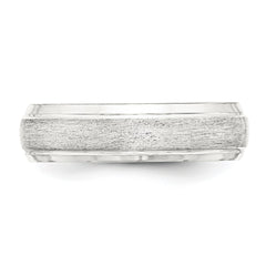 Sterling Silver 6mm Brushed Domed with Grooved Beveled Edge Fancy Band Size 9