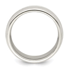 Sterling Silver 7mm Polished Domed Grooved Fancy Band Size 7