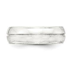Sterling Silver 7mm Polished Domed Grooved Fancy Band Size 8