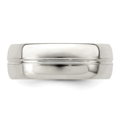 Sterling Silver 7mm Polished Domed Grooved Fancy Band Size 9