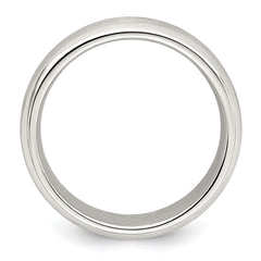 Sterling Silver 7mm Brushed Domed Grooved Fancy Band Size 7