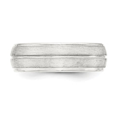 Sterling Silver 7mm Brushed Domed Grooved Fancy Band Size 7