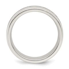 Sterling Silver 6mm Polished Flat Grooved Beveled Edge Fancy Band Size 11.5