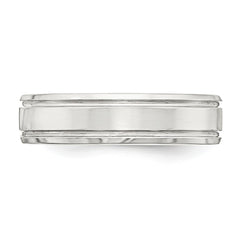 Sterling Silver 6mm Polished Flat Grooved Beveled Edge Fancy Band Size 8