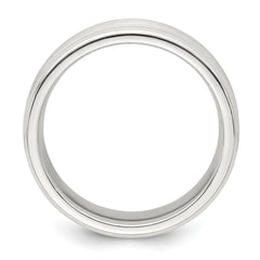 Sterling Silver 6mm Brushed Flat Grooved Beveled Edge Fancy Band Size 11