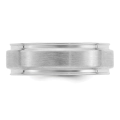 Sterling Silver Rhodium-plated 6mm Brushed Fancy Band Size 7 - 2