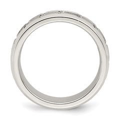 Sterling Silver 6mm Polished Flat Greek Key Design Beveled Edge Fancy Band Size 9