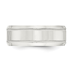 Sterling Silver 6mm Polished Flat Milgrain Beveled Edge Fancy Band Size 9.5