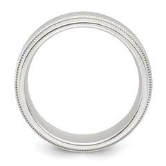 Sterling Silver 6mm Brushed Flat Milgrain Beveled Edge Fancy Band Size 9.5