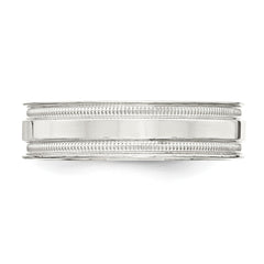 Sterling Silver 6mm Polished Flat Milgrain Grooved Edge Fancy Band Size 11.5