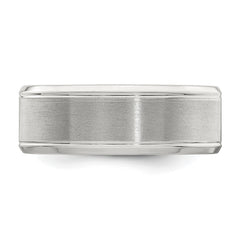 Sterling Silver Rhodium-plated 8mm Brushed Fancy Band Size 11.5