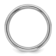 Sterling Silver Rhodium-plated 8mm Brushed Fancy Band Size 7.5