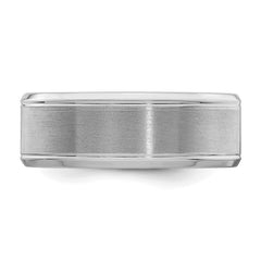 Sterling Silver Rhodium-plated 8mm Brushed Fancy Band Size 8.5