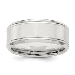 Sterling Silver 6mm Brushed Flat Beveled Edge Fancy Band Size 11