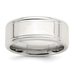 Sterling Silver 6mm Polished Flat Beveled Edge Fancy Band Size 10