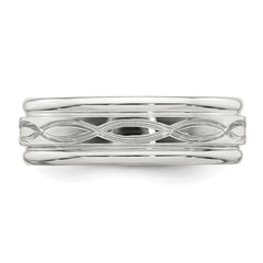 Sterling Silver 7mm Polished Flat Intertwined Design Beveled Edge Fancy Band Size 11