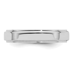 SS Rhodium-plated 4mm Flat w/ Step Edge Size 6.5 Band