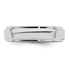 SS Rhodium-plated 5mm Flat w/ Step Edge Size 12 Band