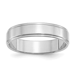 SS Rhodium-plated 5mm Flat w/ Step Edge Size 8 Band