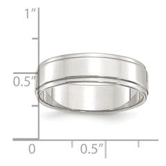 Sterling Silver 6mm Flat with Step Edge Size 7.5 Band