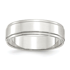 Sterling Silver 6mm Flat with Step Edge Size 7.5 Band