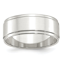 Sterling Silver 8mm Flat with Step Edge Size 6.5 Band
